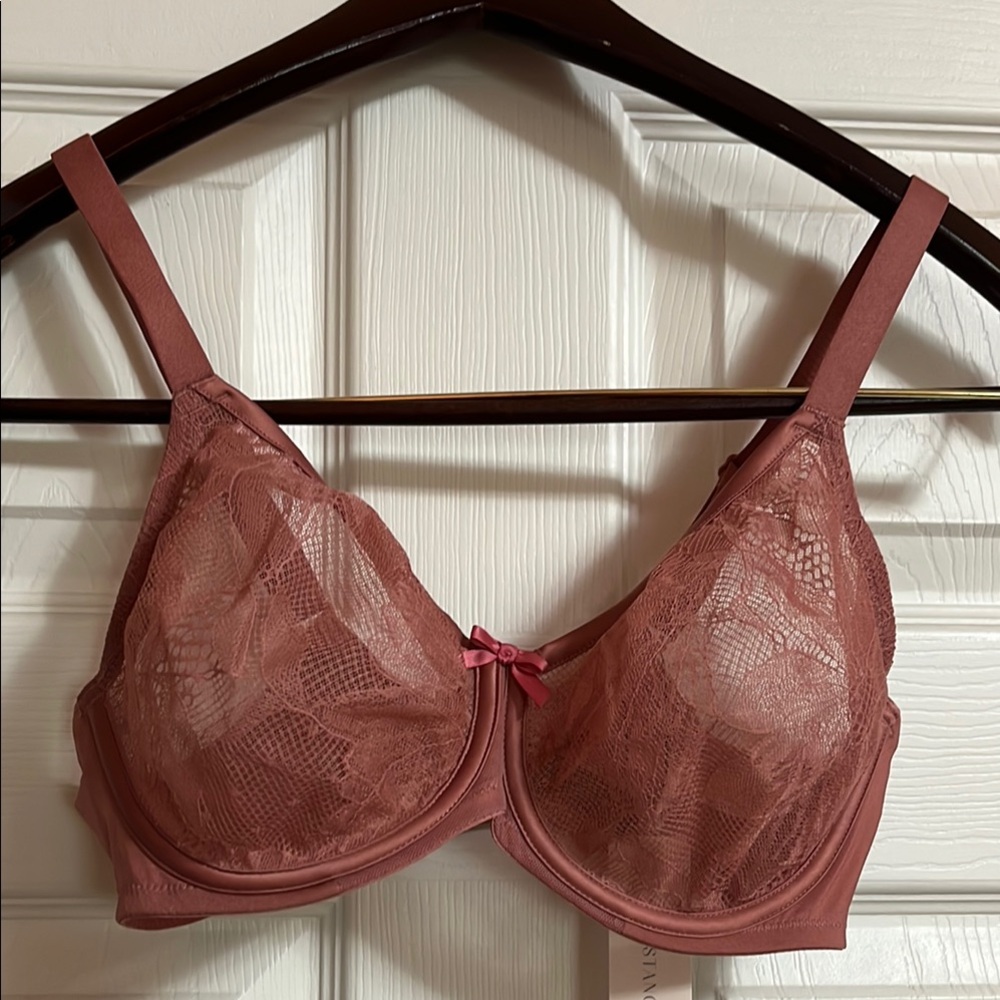 Nora Flexwire Full Coverage Unpadded Lace Bra - Dark Rose - 32DD